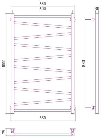 Полотенцесушитель водяной Сунержа Сирокко 31-0253-1040 1000x400 черный матовый