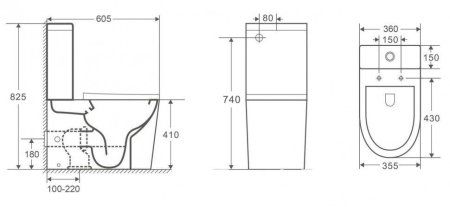 Унитаз напольный CeramaLux 2179 MB, Черно-Матовый
