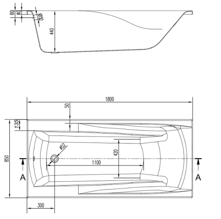 Акриловая ванна Cersanit Zen P-WP-ZEN*180NL 180x85