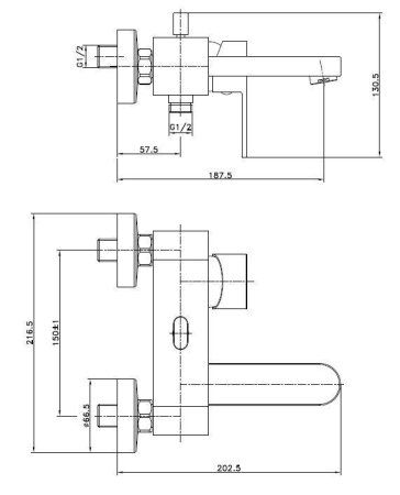 Смеситель Cersanit Elio 63045 для ванны, хром