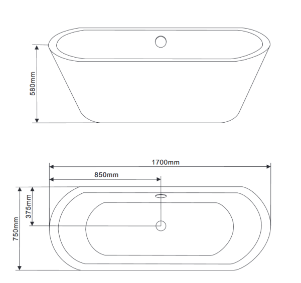Акриловая ванна Grossman GR-1601 170х75