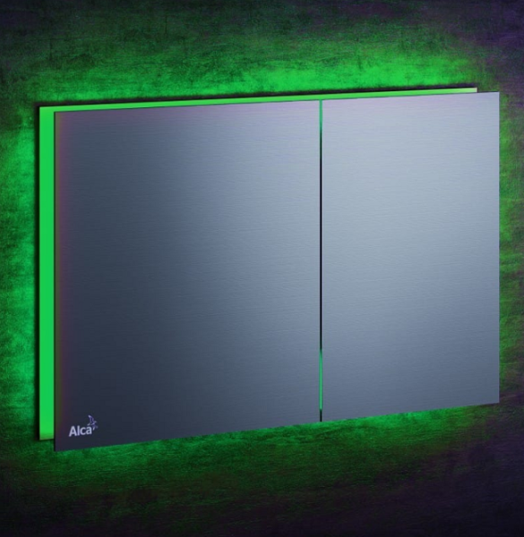 Кнопка смыва AlcaPlast Flat AIR LIGHT-GREEN металл матовый, подсветка зеленая