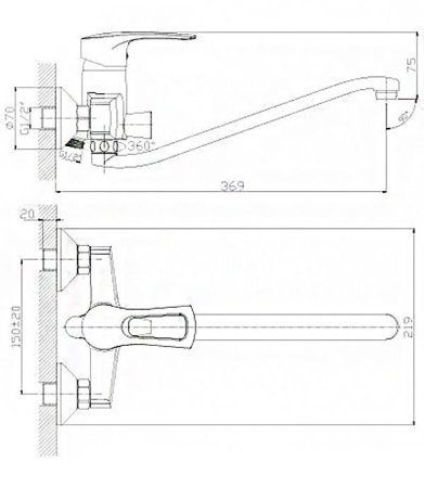 Смеситель для ванны Rossinka T (T40-34)