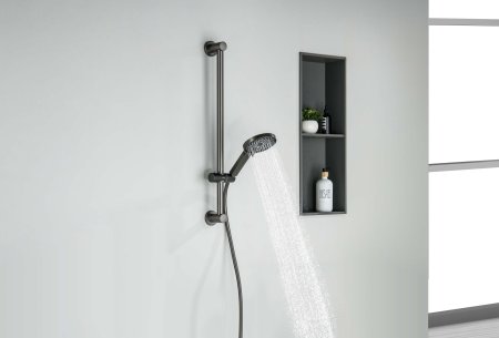 AQ2022BGM ЛУГАНО душевой гарнитур, оружейная сталь