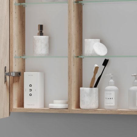 Зеркальный шкаф для ванной комнаты SANCOS Mirror 890x150х740 мм, с LED подсветкой, цвет дуб галифакс натуральный,  MI90EG