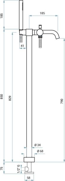 Смеситель Emmevi Filobrass 8500128/CR для ванны, хром