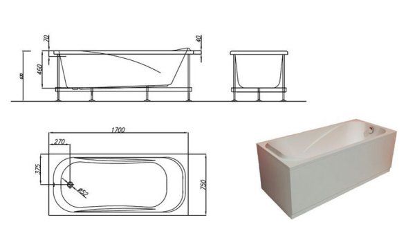 Акриловая ванна Kolpa San String 170х75