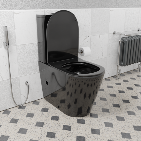 Унитаз напольный CeramaLux 2178 -18, Черно-Глянцевый