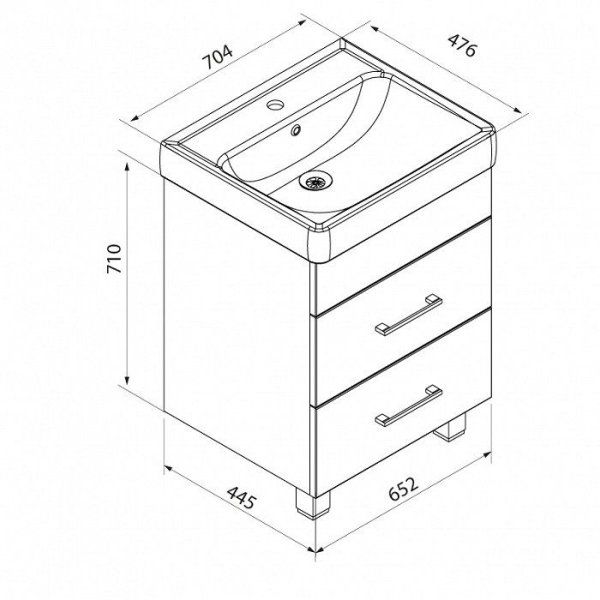Тумба с раковиной IDDIS Custo 70 напольная белая (CUPSS7KM0WWY0iWW95IBK)