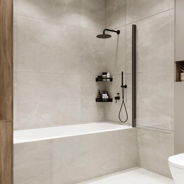 Шторка на ванну Terminus Ното 2CW150х70B 150х70 прозрачное стекло/черный