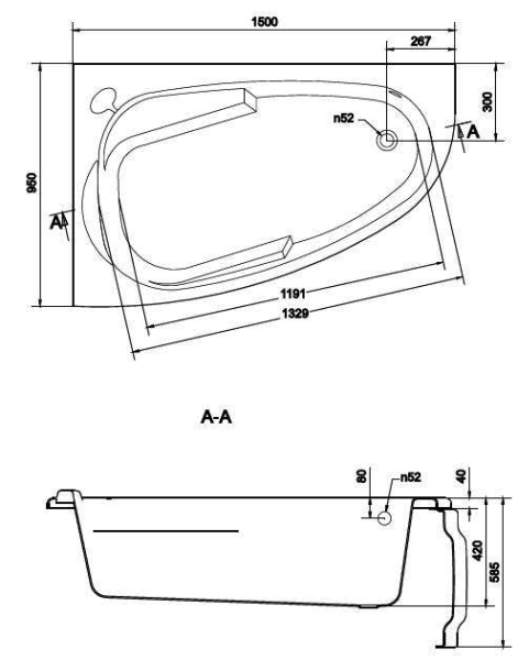 Акриловая ванна Cersanit Joanna WA-JOANNA*150-L 150х95 L