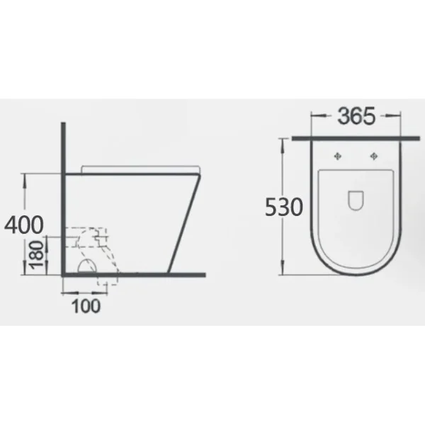 Приставной безободковый унитаз с сиденьем микролифт GID TRS-263BM