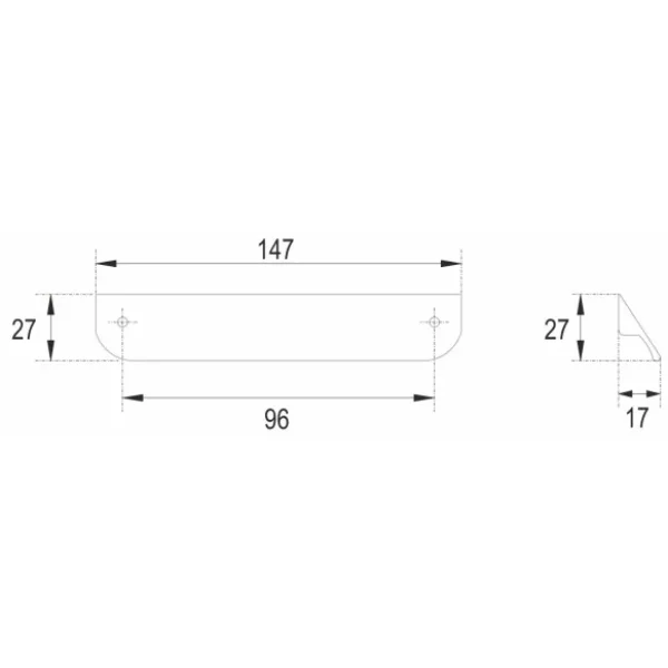 Ручка для пенала 1 шт Cezares Eco RS156SG.3/96 14,7 см, золотой матовый