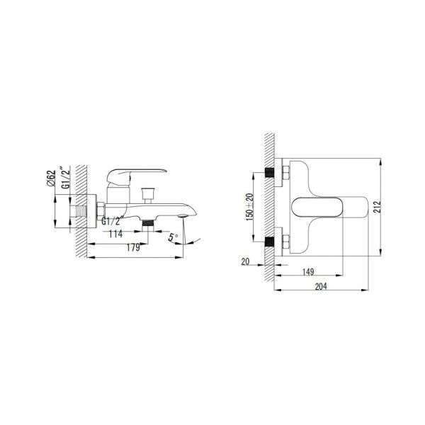 Смеситель Bien Due BB01006402 для ванны, хром/белый