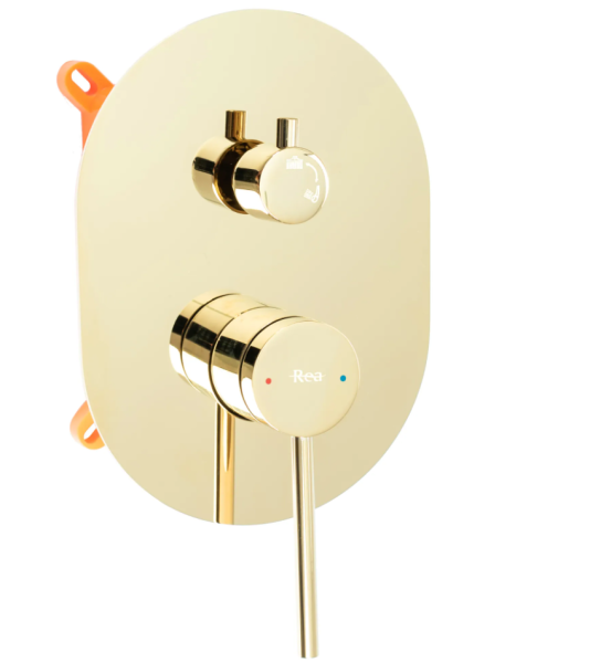 Душевая система скрытого монтажа REA OVAL GOLD + BOX золотой, REA-P8466