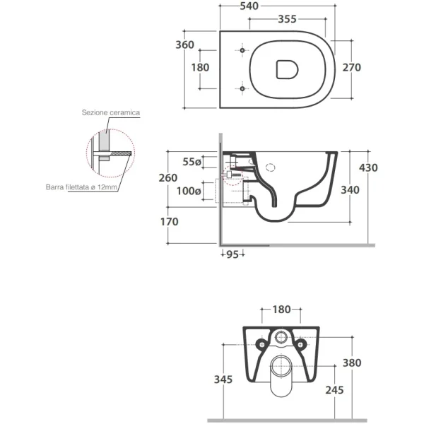 Унитаз подвесной Globo Lalita LTS02BI безободковый, торнадо, белый
