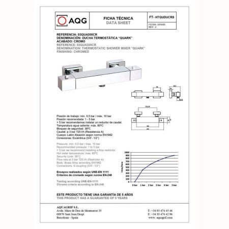 Смеситель AQG Quark 03QUA300CR для ванны, хром