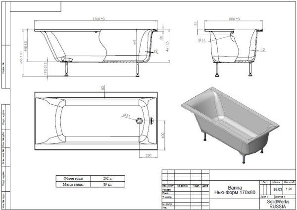 Ванна из искусственного мрамора Astra-Form Нью-Форм 010126 170х80