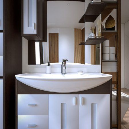 Зеркало со шкафом Бриклаер БАЛИ 90 см левое, венге/белый