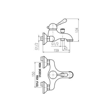 Смеситель Rav Slezak Labe L054.5SM для ванны бронза