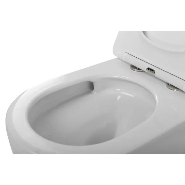 Унитаз подвесной Cezares Stream CZR-2426-TH-TOR/SC безободковый, торнадо, с сиденьем микролифт, белый