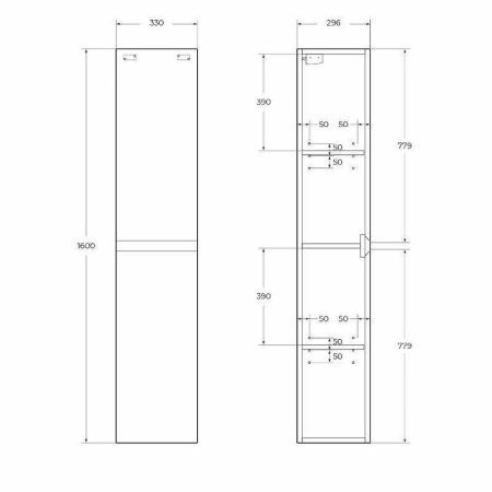 Шкаф-пенал BelBagno Kraft KRAFT-1600-2A-SC-BO-R 33 подвесной, Bianco Opaco