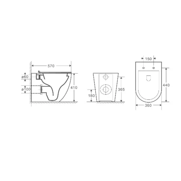 Приставной безободковый унитаз с сиденьем микролифт WeltWasser Merzbach 002GL-WT