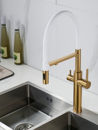 Смеситель для кухни Shevanik S478G, Золотой сатин