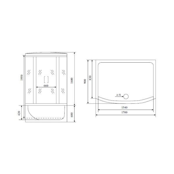 Душевая кабина Timo Lux 170*88*220  (T-7770)