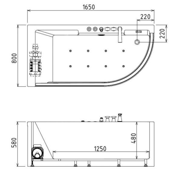 Акриловая ванна Gemy G9227 Milk SPA L