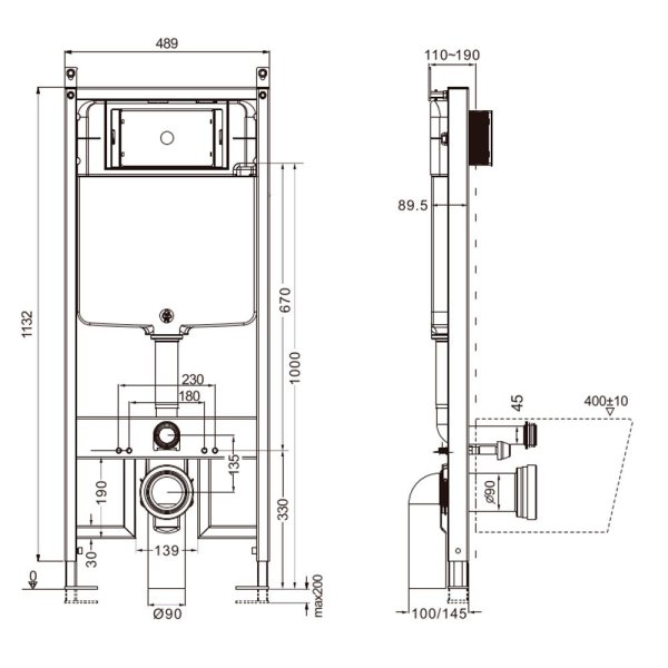 Система инсталляции AQUAm AQM4003 для унитаза Slim
