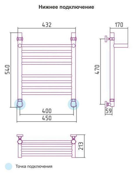 Полотенцесушитель водяной Сунержа Богема с полкой 500x400 хром