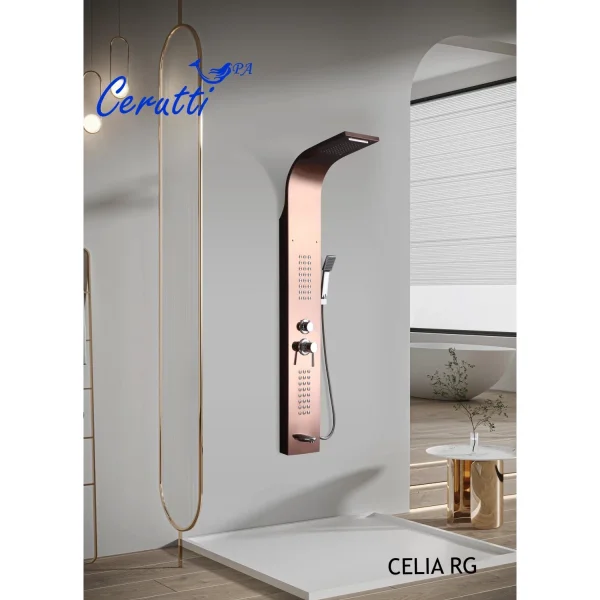 Душевая панель Ceruttispa Celia CT10406 220 мм, со смесителем, розовое золото