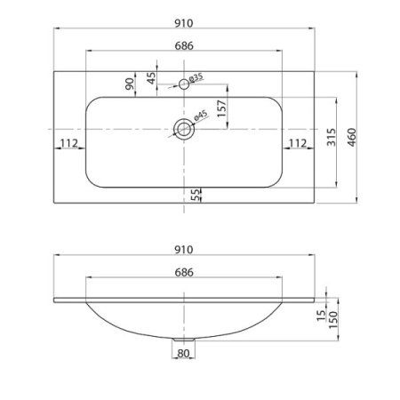 Раковина BelBagno BB910/465-LV-VTR-BL 91 белый глянцевый