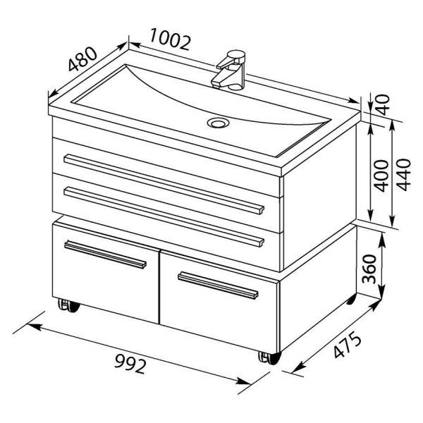Тумба под раковину Aquanet Верона 00175387 100 черная, подвесная