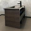 Тумба-умывальник COMFORTY "Франкфурт-90" дуб шоколадно-коричневый с раковиной  COMFORTY 90E черная матовая
