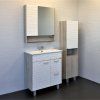 Тумба-умывальник COMFORTY "Клеон-75Н" белый/дуб дымчатый с раковиной Quadro 75