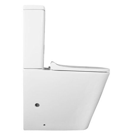 Унитаз-компакт напольный Azario Quadro 605x340x810 безободковый с сидением микролифт и арматурой, белый (AZ-2175)