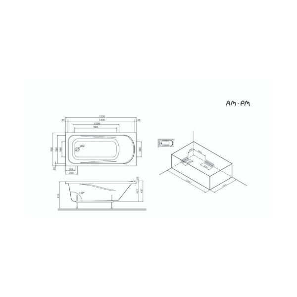 Акриловая ванна Am.Pm Sense W75A-150-070W-KL 150х70