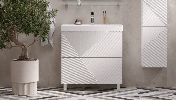 Тумба под раковину Velvex Edge 80.2Y (белая) (tn.EDG.9696.80.2Y белый глянец)