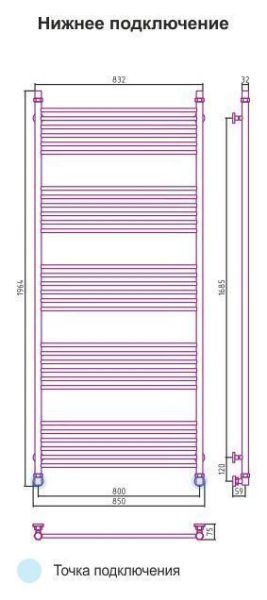 Полотенцесушитель водяной Сунержа Богема 1800x800 хром прямой