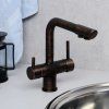Смеситель для кухонной мойки WasserKRAFT A8047 с подключением к фильтру питьевой воды, темная бронза