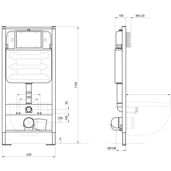 Инсталляция для унитаза Aquatek Pneumo S50 INSP-0000001 пневматическая