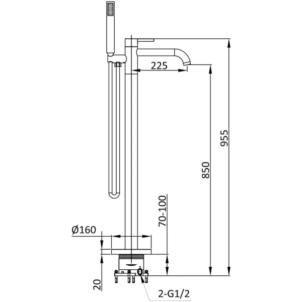 Смеситель напольный для ванны Vincea Desire VTF-1DBN сатин