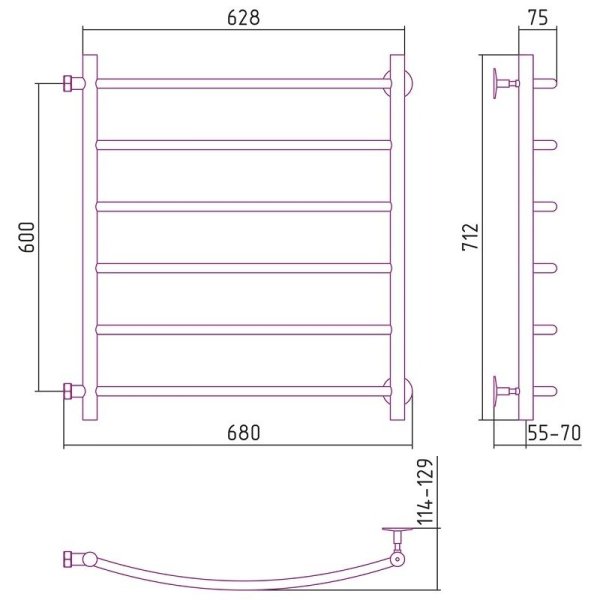 Полотенцесушитель водяной Стилье Версия-Б2 60х60 хром