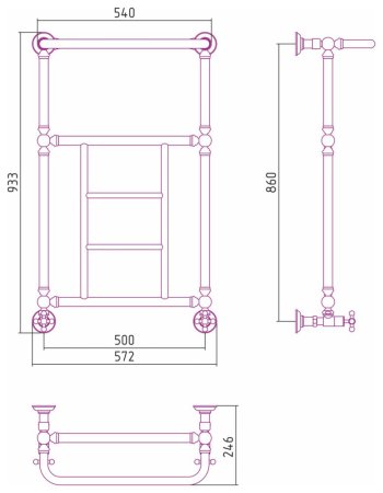 Полотенцесушитель водяной Сунержа Ренессанс 00-0282-8650 860x500 без покрытия