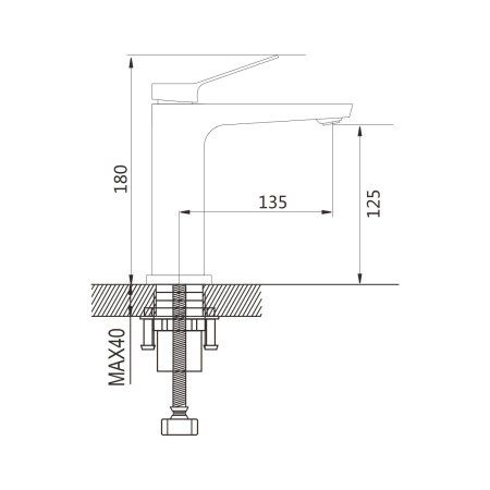 Смеситель для ванны однорычажный с гайкой Shevanik S4601H, Черный
