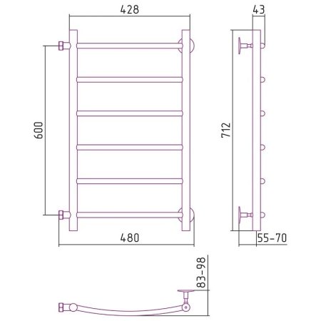 Полотенцесушитель водяной Стилье Версия-Б2 60х40 хром