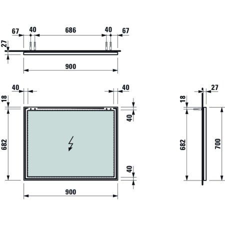 Зеркало Laufen Frame25 4.4740.5.900.450.1 90x70 черный матовый