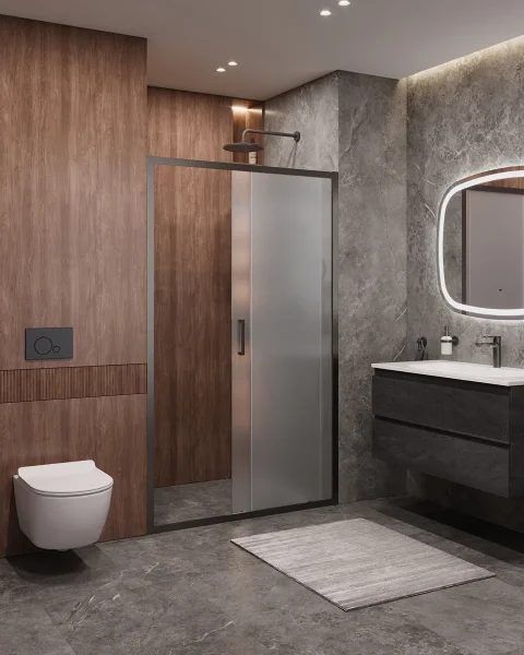 Душевая дверь Cezares Molveno MOLVENO-BF-1-120-P-GM 120 см, профиль оружейная сталь матовый, стекло текстурное